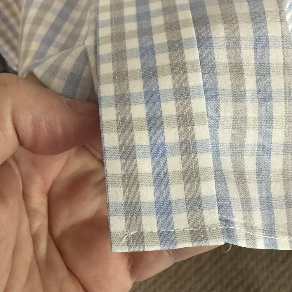 Twillory Performance Dress Shirt Mens 17.5 34-35 Tailored‎ Fit Blue Gray Check - Picture 6 of 7